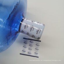 Etiqueta de película de sello de tapa de botella de agua de 5 galones